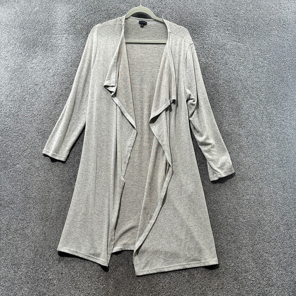 Talbots Duster Cardigan Women Small Gray Open Front Cotton Blend Classic Neutral